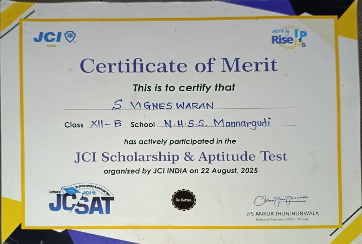 JCI Aptitude Participation Certificate